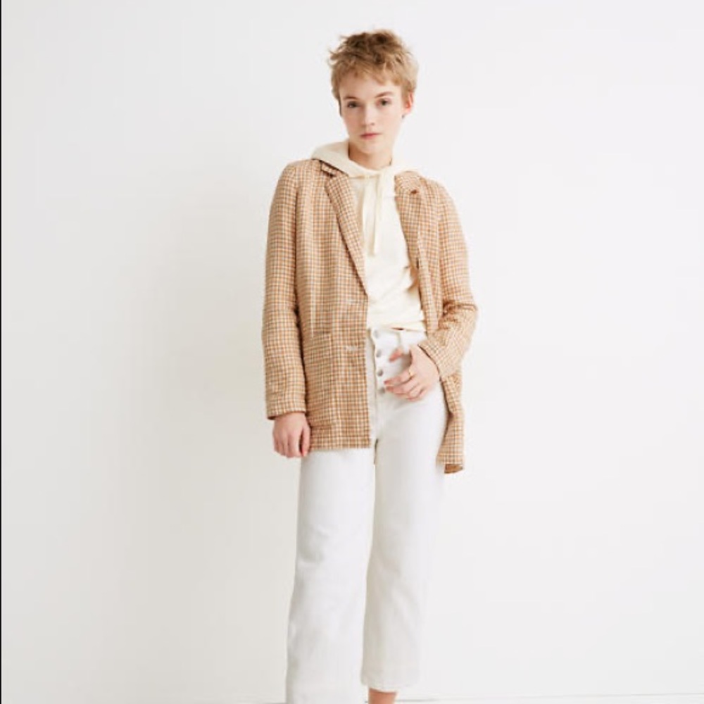 Madewell Linen Dorset Blazer in Gingham Check